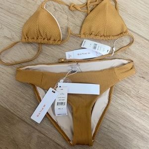 NWT pilyq bikini set - pq gold pearl swimsuit set - pq bikini set